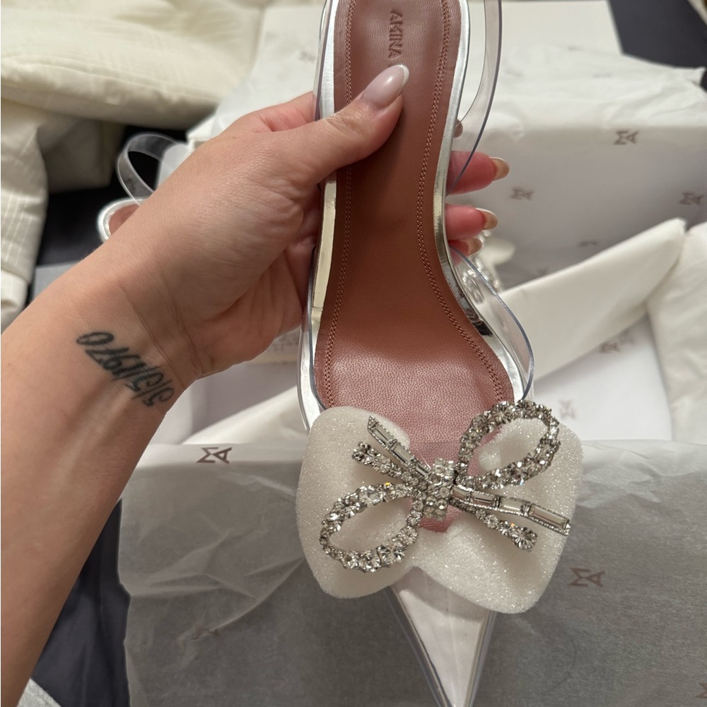 Amina Muaddi Clear Sling Back - Picture 3 of 8
